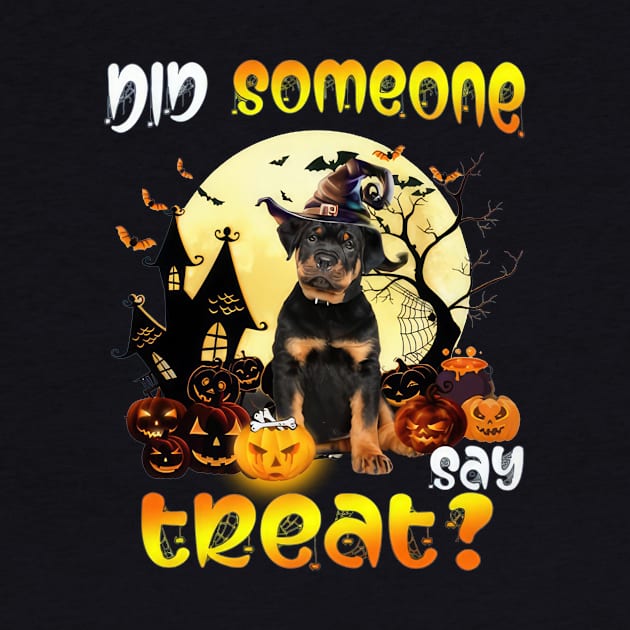 Rottweiler Did Someone Say Treat Happy Halloween by Tagliarini Kristi